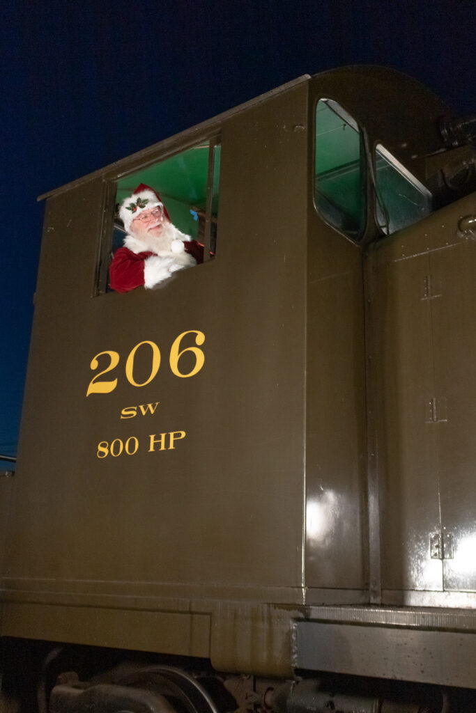 Santa running a locomotive